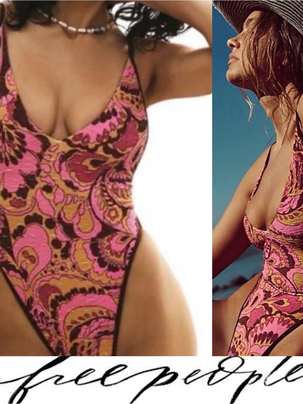 Free People Amber Printed Paisley Print One-Piece Swimsuit❤️NWOT Size Small